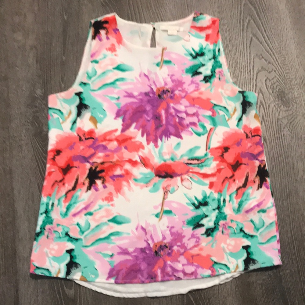 C & E Floral Print Tank Top Coquette Feminine Country Layered. Sz S. EUC!